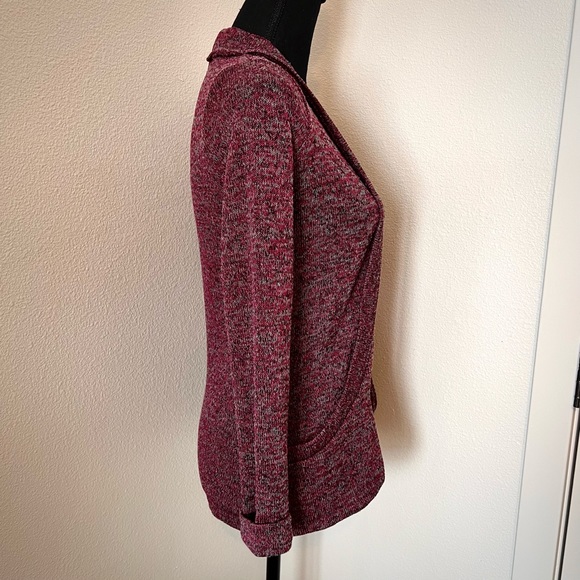 • Kirra Magenta & Gray Marbled Knit Open Cardigan • - Picture 5 of 7